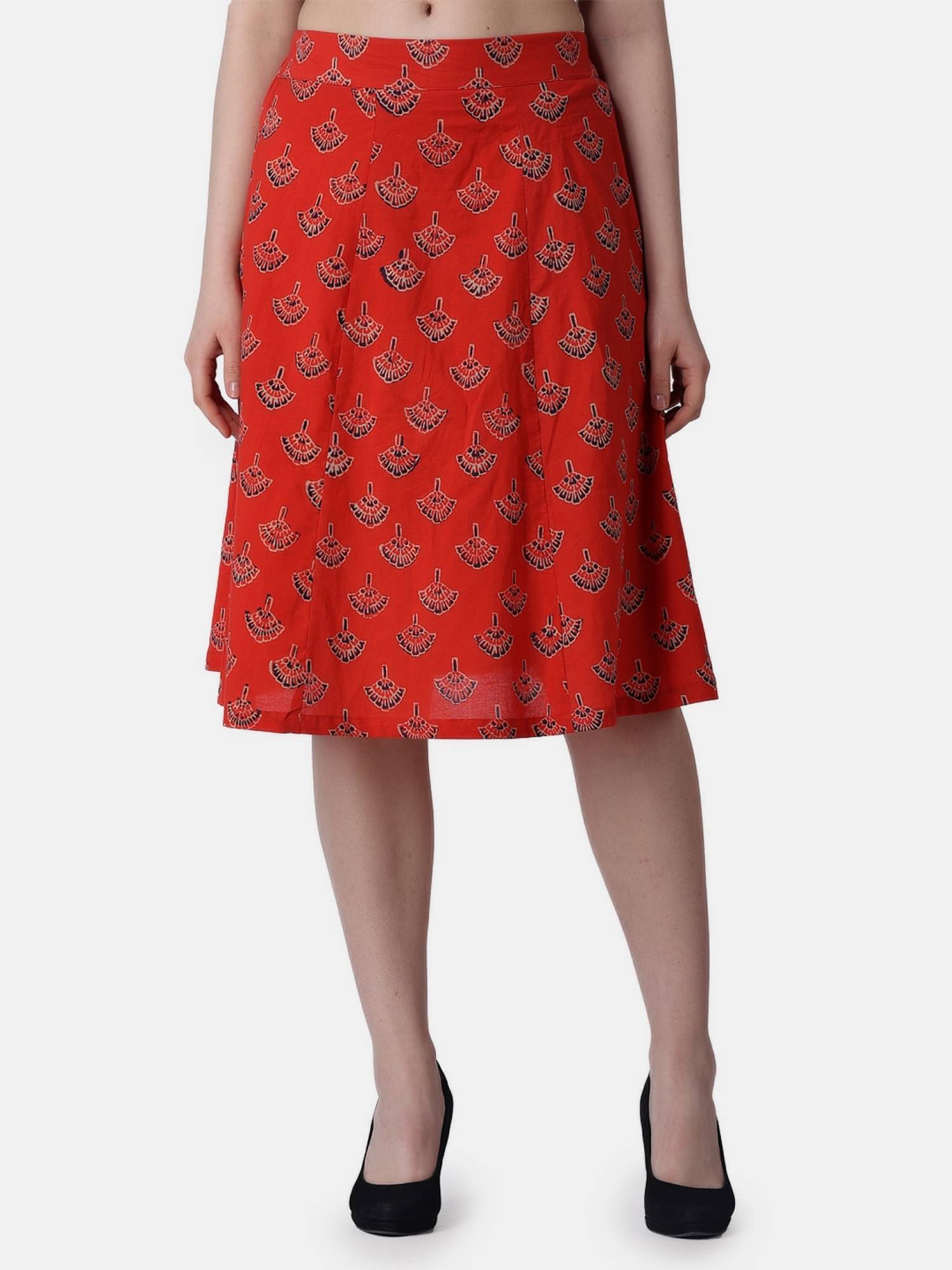 POPWINGS Red Cotton Women's Flared Skirt ( Pack of 1 ) POPWINGS Red Cotton Women's Flared Skirt ( Pack of 1 )