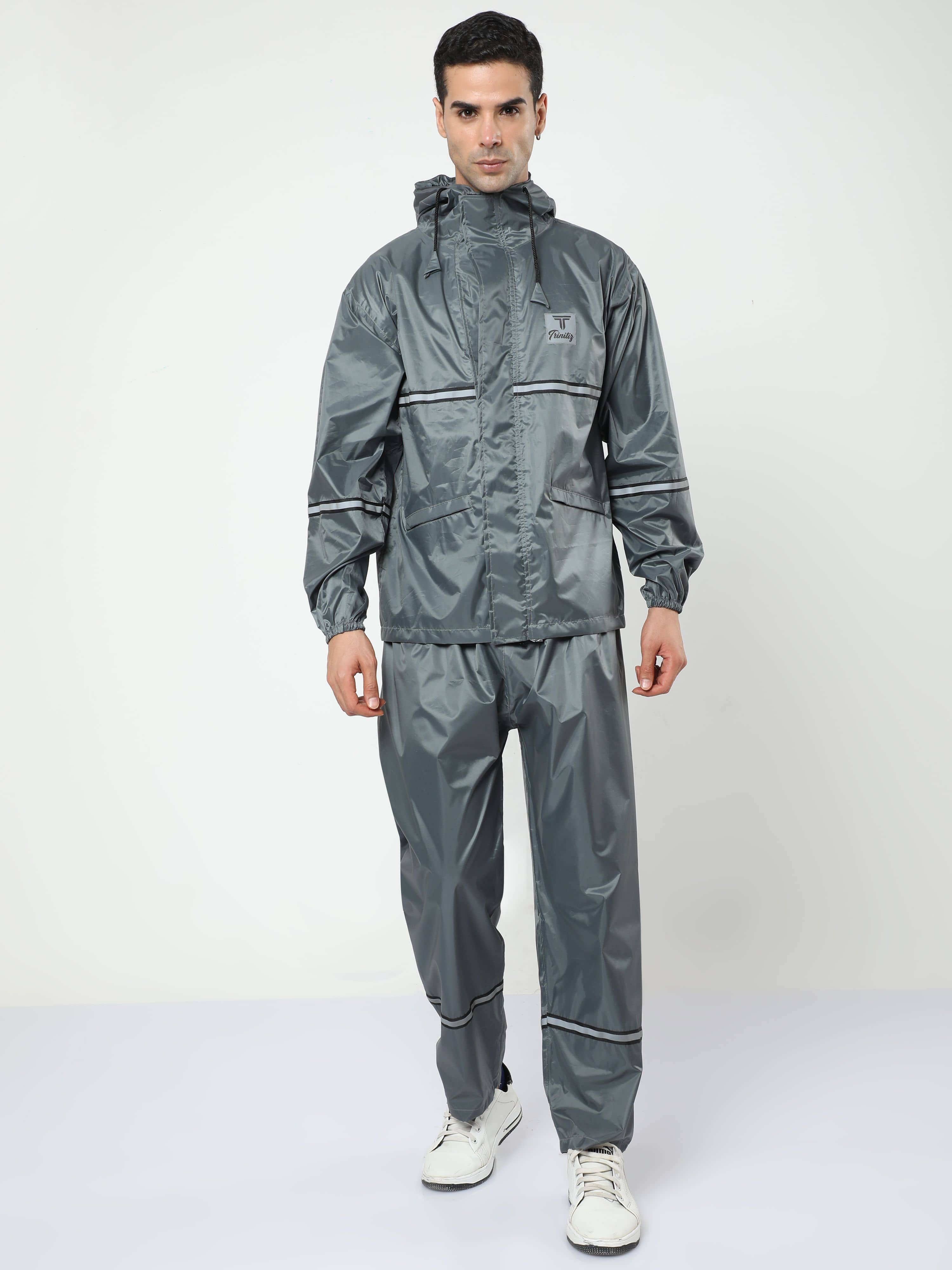 TRINITIZ Grey Polyester Men's Rain Suit ( Pack of 1 )