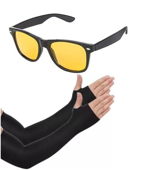     			Bentag Combo Pack of Riding Night Vision Goggles and Arm Sleeves