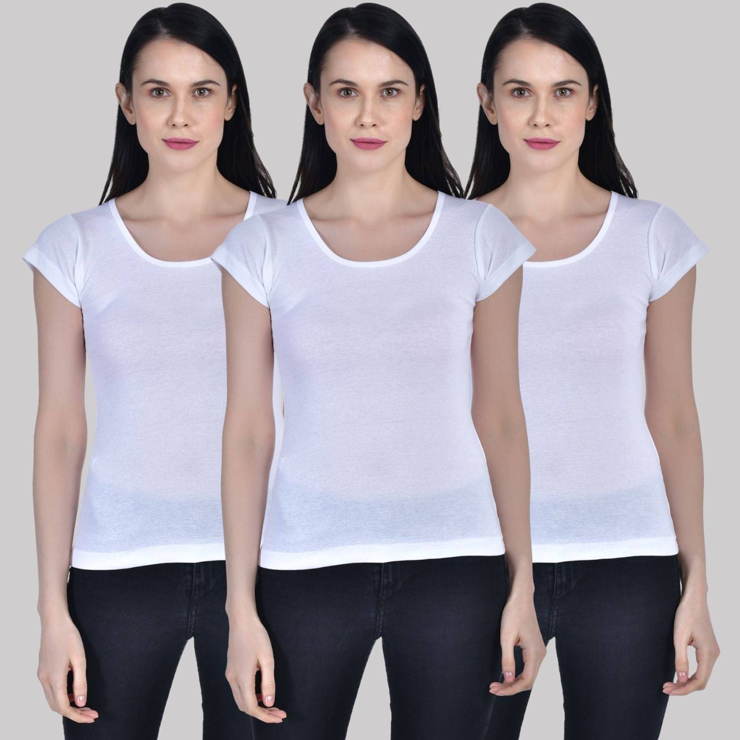     			AIMLY Cap Sleeve Cotton Camisoles - White Pack of 3