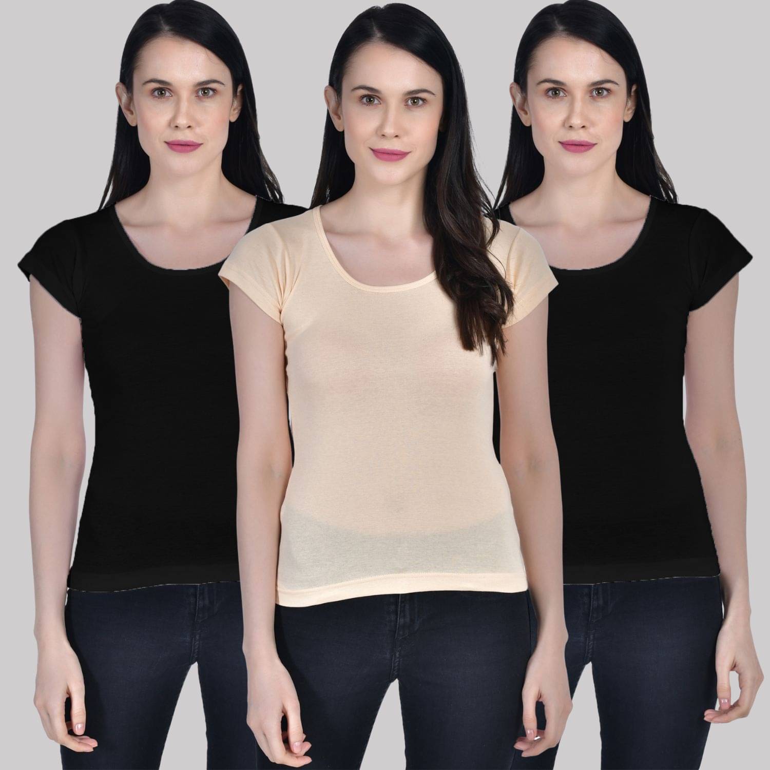     			AIMLY Cap Sleeve Cotton Camisoles - Black Pack of 3