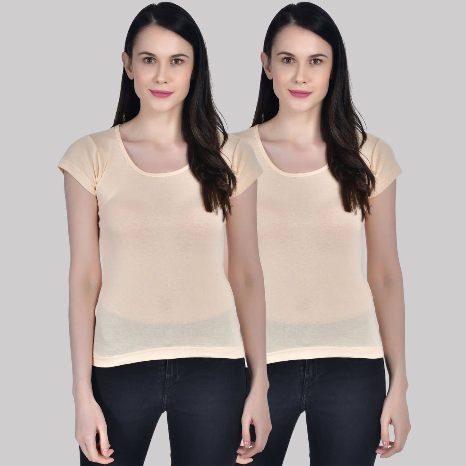 AIMLY Cap Sleeve Cotton Camisoles - Beige Pack of 2