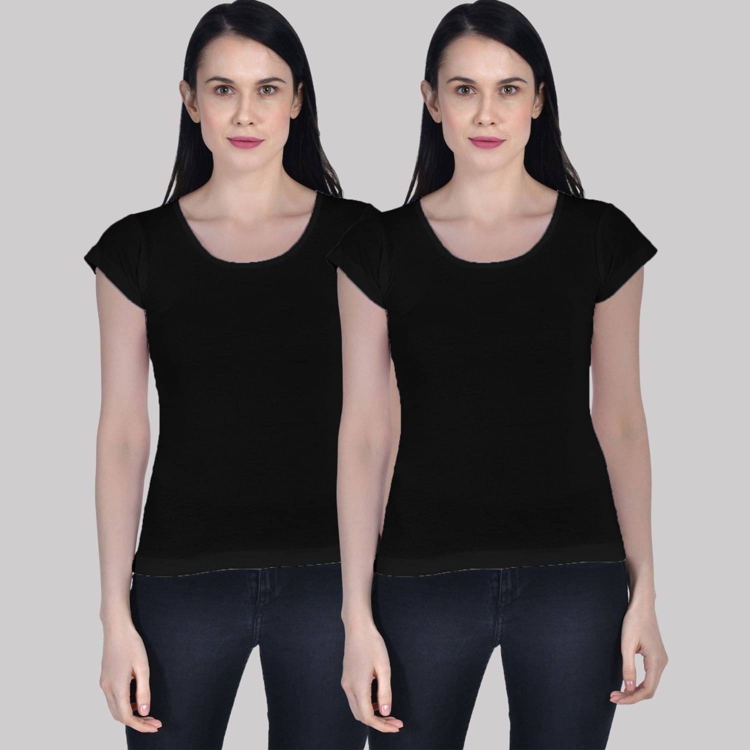 AIMLY Cap Sleeve Cotton Camisoles - Black Pack of 2     			AIMLY Cap Sleeve Cotton Camisoles - Black Pack of 2