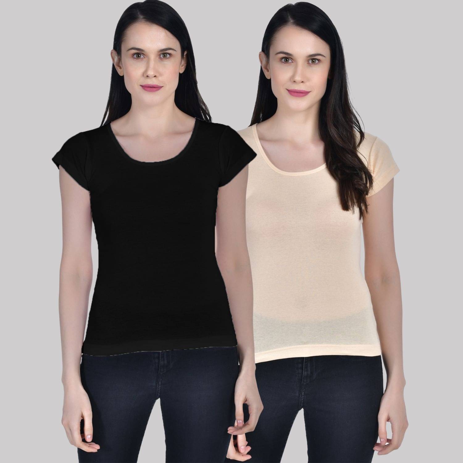 AIMLY Cap Sleeve Cotton Camisoles - Black Pack of 2 AIMLY Cap Sleeve Cotton Camisoles - Black Pack of 2
