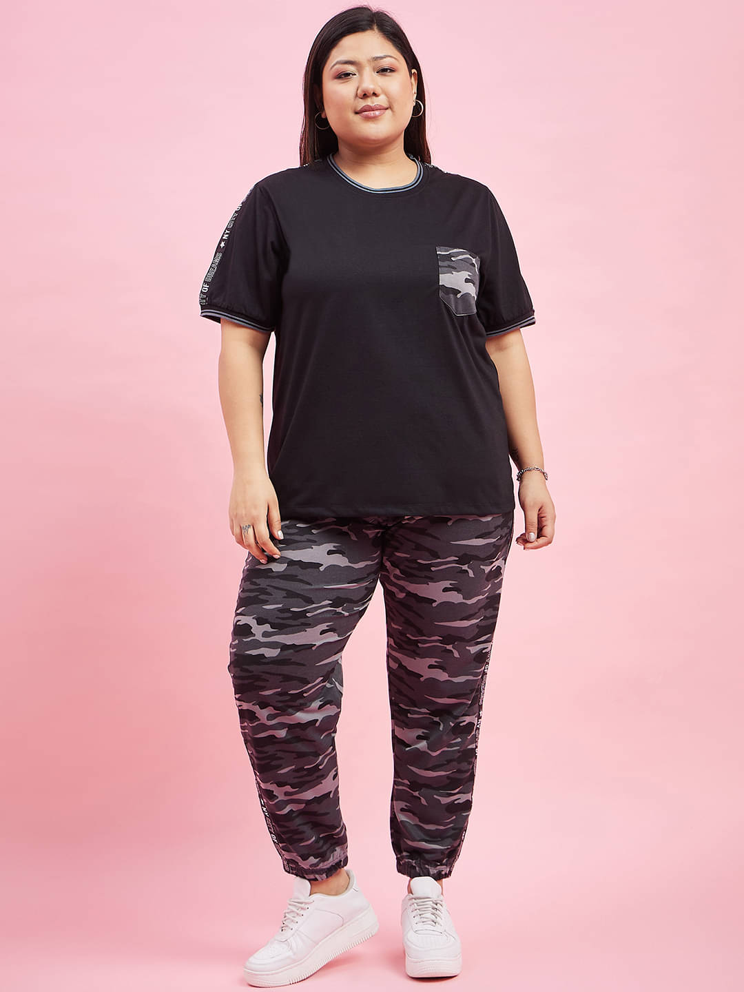     			AUSTIVO Women Solid Top With Joggers Co-Ord Set ( Black )
