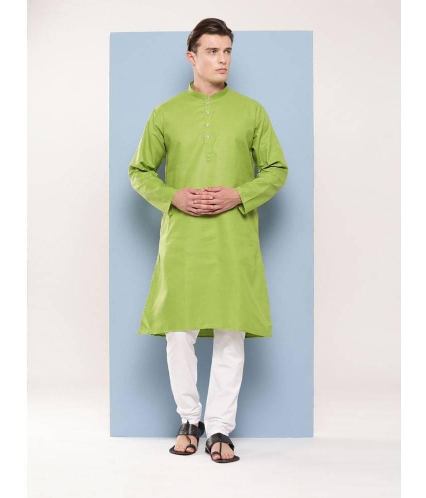 Aarika Green Cotton Blend Regular Fit Men's Kurta Pyjama Set ( Pack of 1 ) Aarika Green Cotton Blend Regular Fit Men's Kurta Pyjama Set ( Pack of 1 )