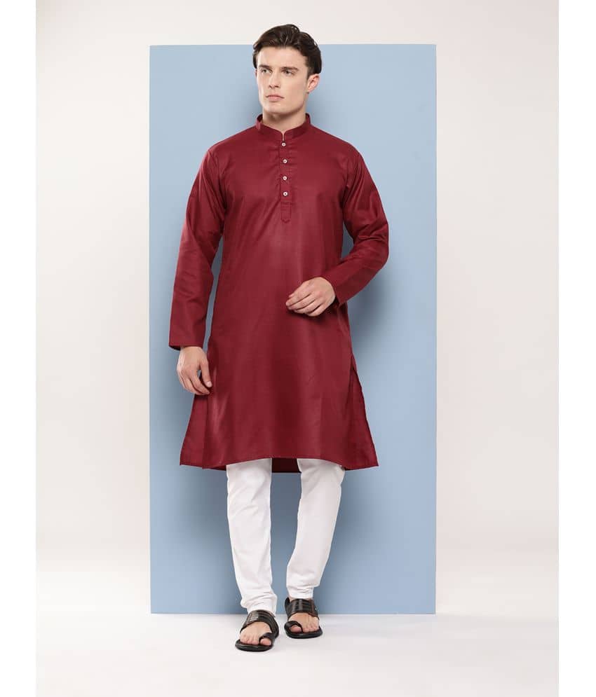 Aarika Maroon Cotton Blend Regular Fit Men's Kurta Pyjama Set ( Pack of 1 ) - Kurtas & Kurta Sets | Buy online on ZillyBuy