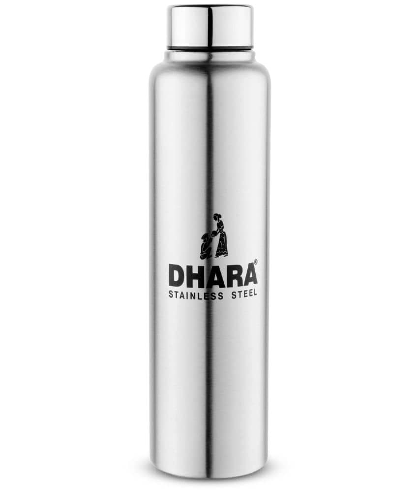 Dhara Stainless Steel Silver Fridge Water Bottle 1000 mL ( Set of 1 )