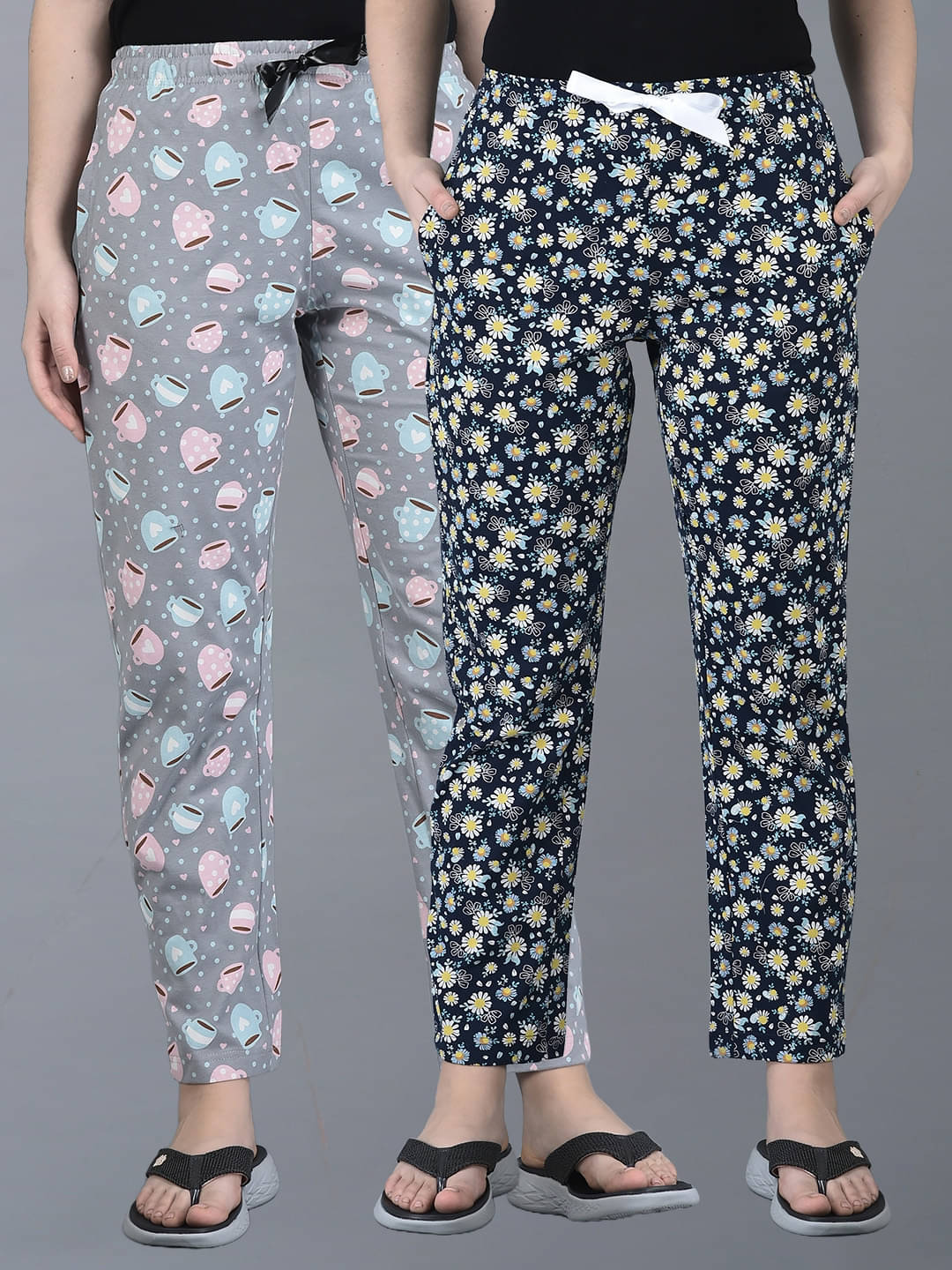 Dollar Missy Multi Color Cotton Blend Women's Nightwear Pyjama ( Pack of 2 )     			Dollar Missy Multi Color Cotton Blend Women's Nightwear Pyjama ( Pack of 2 )