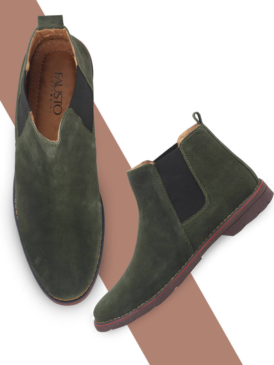     			Fausto Green Men's Chelsea Boots