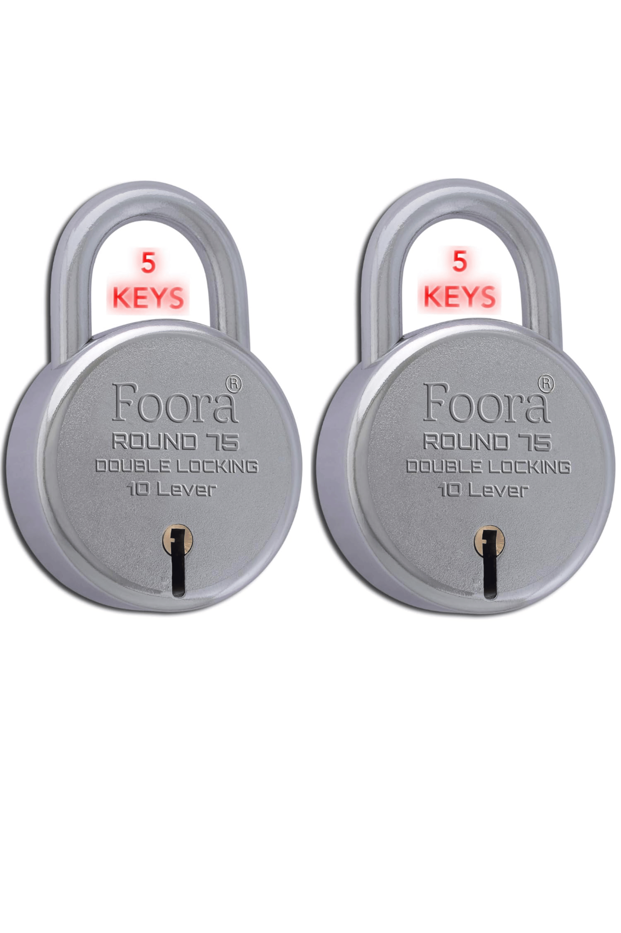 Foora big size lock round 75mm padlock with 5 each keys (Round 75mm Big Boss Pack 2) Foora big size lock round 75mm padlock with 5 each keys (Round 75mm Big Boss Pack 2)