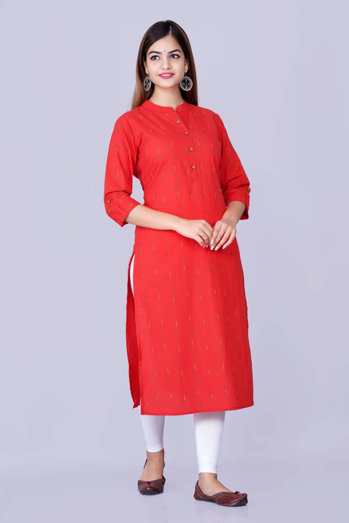 GlowWorld Cotton Printed Straight Women's Kurti - Red ( Pack of 1 )     			GlowWorld Cotton Printed Straight Women's Kurti - Red ( Pack of 1 )