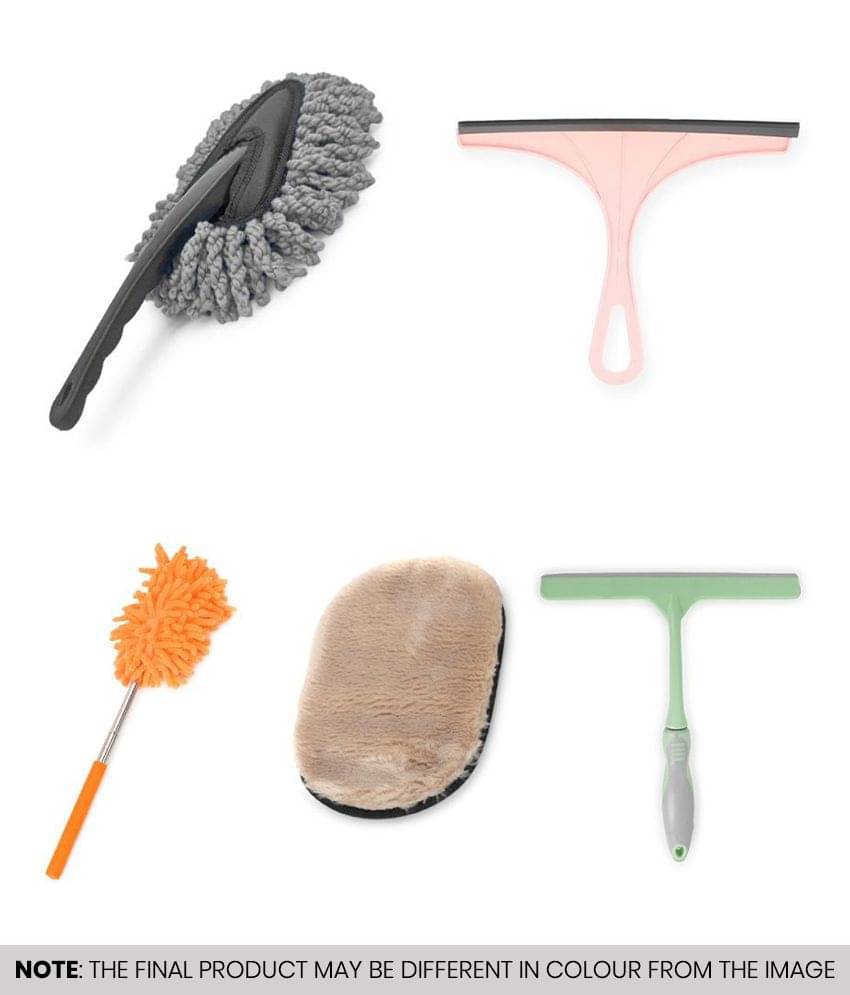     			mahek accessories Car Cleaning Combo of Mini Duster , Wiper , Mini Telescopic Duster , Wiper & Gloves ( Pack of 5 )