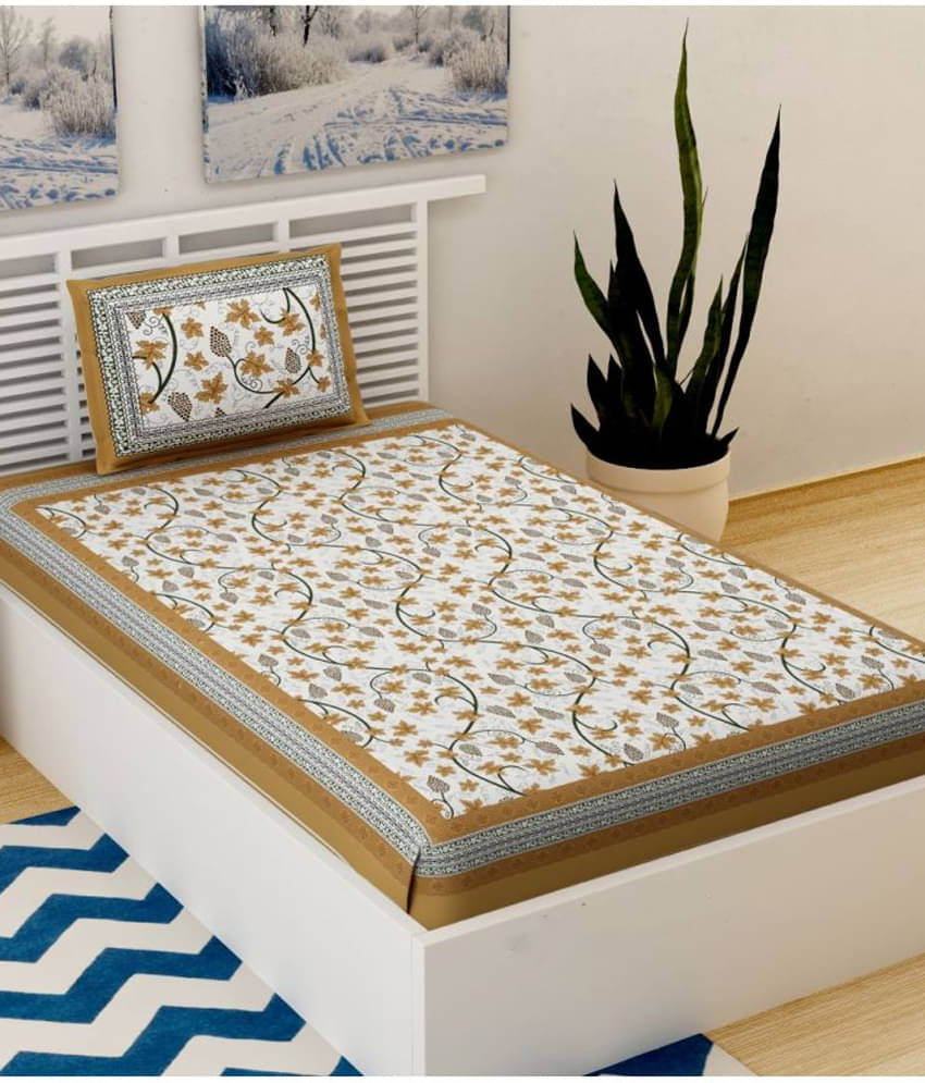     			Uniqchoice Cotton 1 Single Bedsheet with 1 Pillow Cover ( Brown )