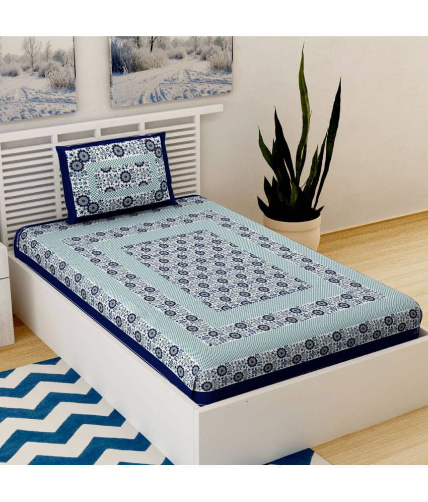 Uniqchoice Cotton 1 Single Bedsheet with 1 Pillow Cover ( Blue ) Uniqchoice Cotton 1 Single Bedsheet with 1 Pillow Cover ( Blue )