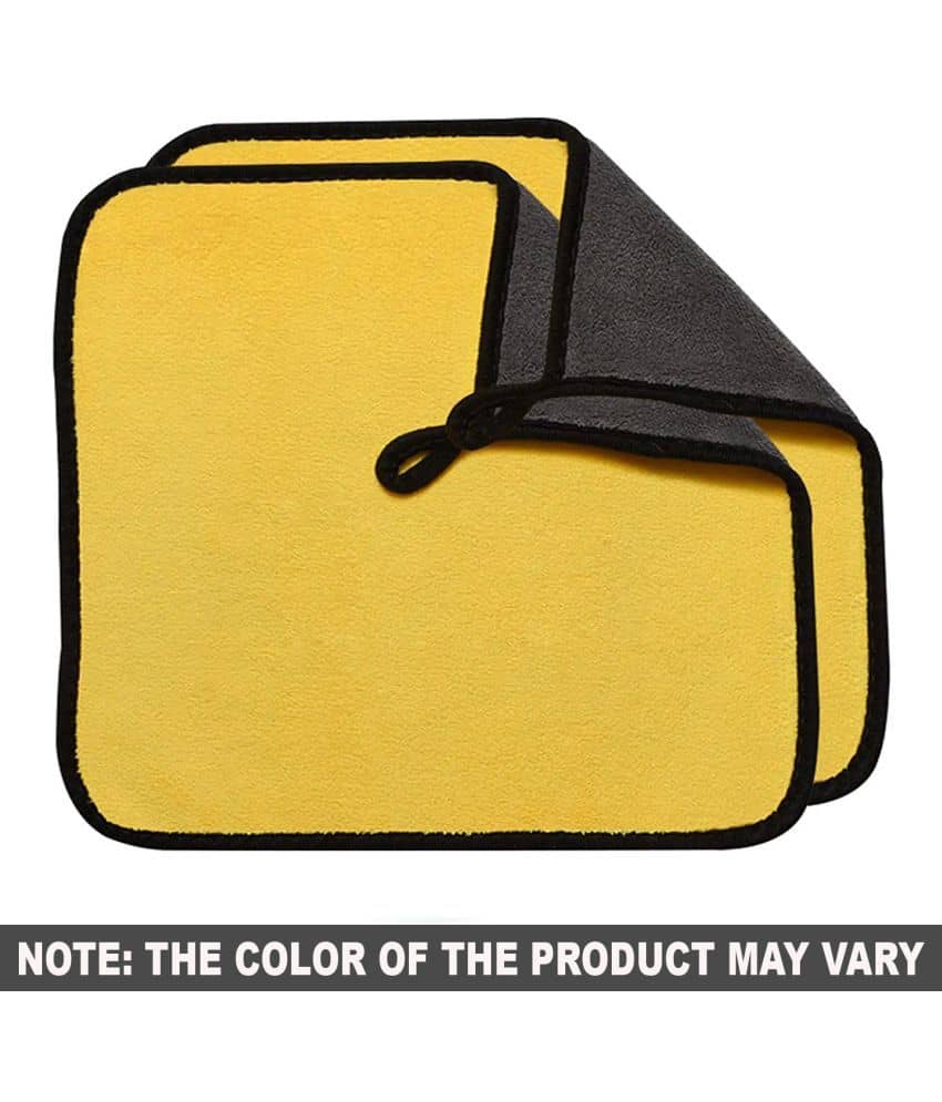PROGIENCE Yellow 600 GSM Drying Towel For Automobile ( Pack of 2 )