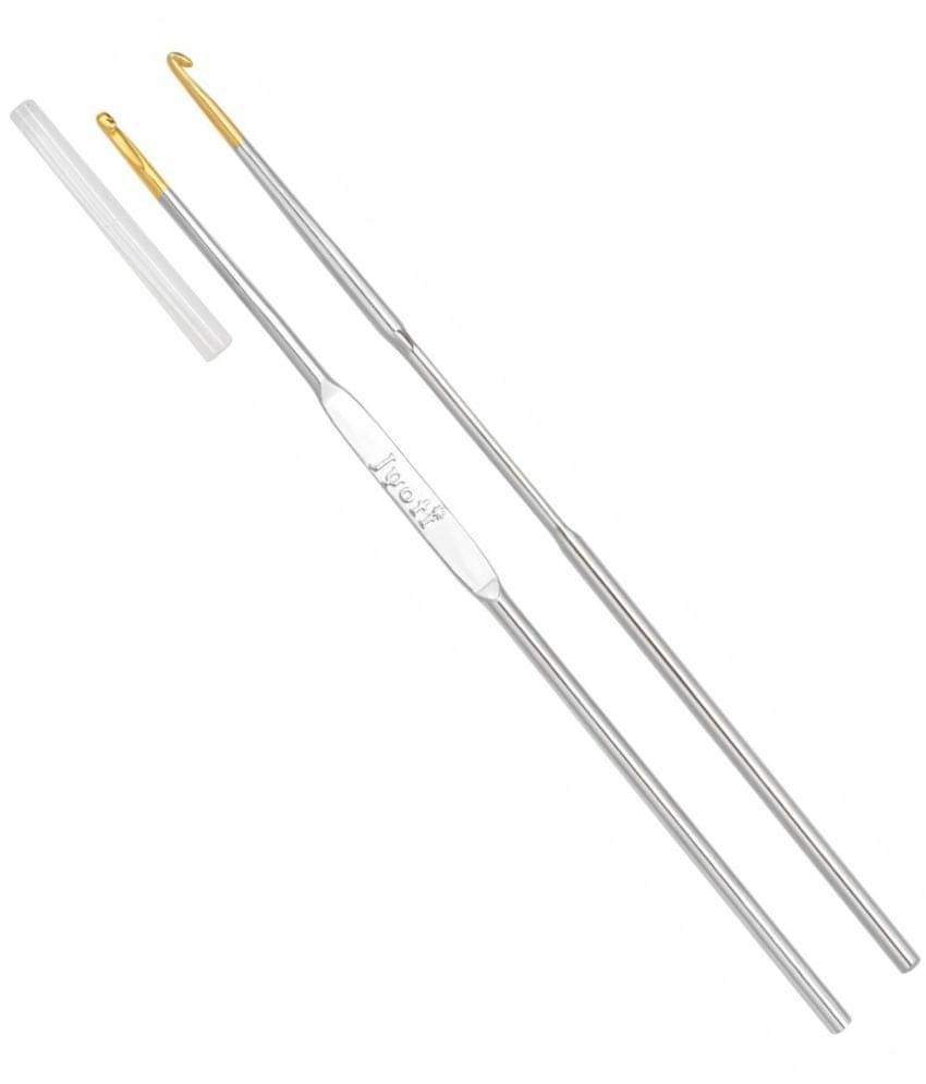     			Jyoti Crochet Hook Steel (Gold Point) for Thread Work, Hand Knitted Sewing DIY Craft Weaving Needle, Ideal for Sweaters, Purses, Scarves, and Hats, 15406 (Silver, 5"/12cm of Size 9/0.85mm) - 5 Pcs