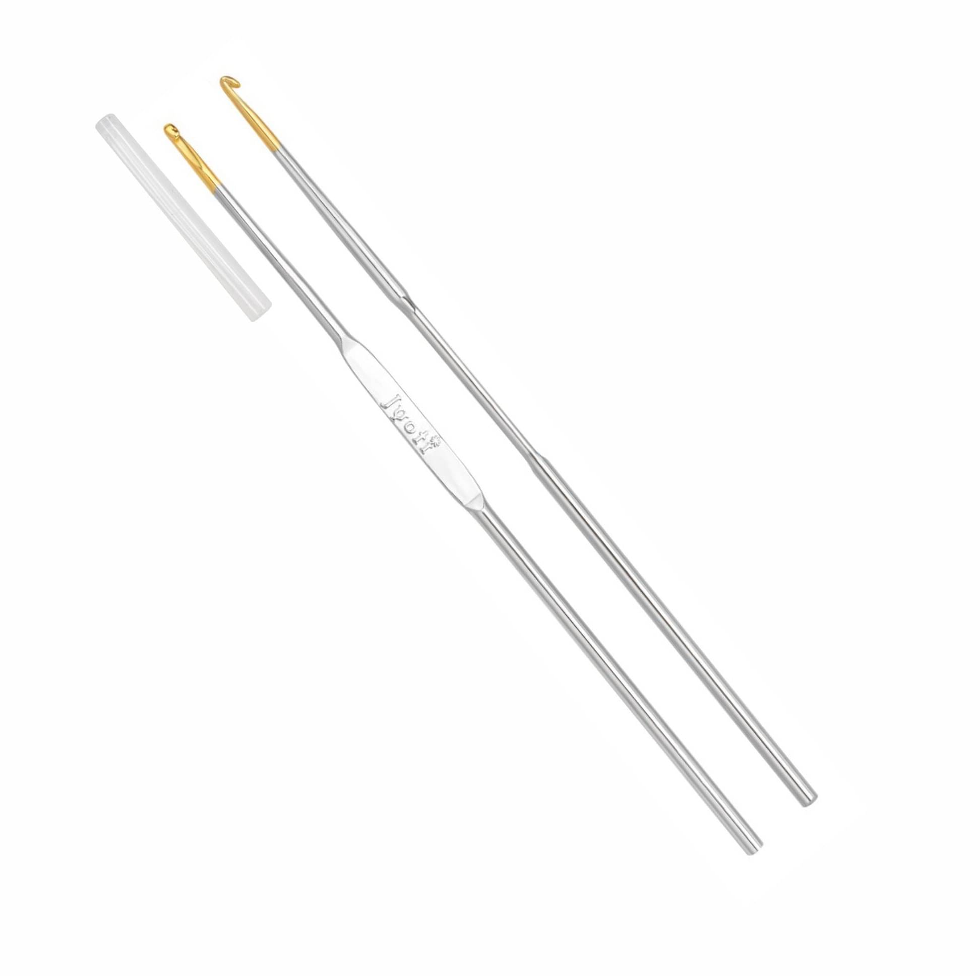     			Jyoti Crochet Hook Steel (Gold Point) for Thread Work, Hand Knitted Sewing DIY Craft Weaving Needle, Ideal for Sweaters, Purses, Scarves, and Hats, 15410 (Silver, 5"/12cm of Size 5/1.10mm) - 5 Pcs