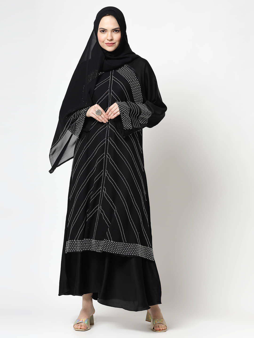     			Klotthe Black Polyester Unstitched Burqas without Hijab - Single