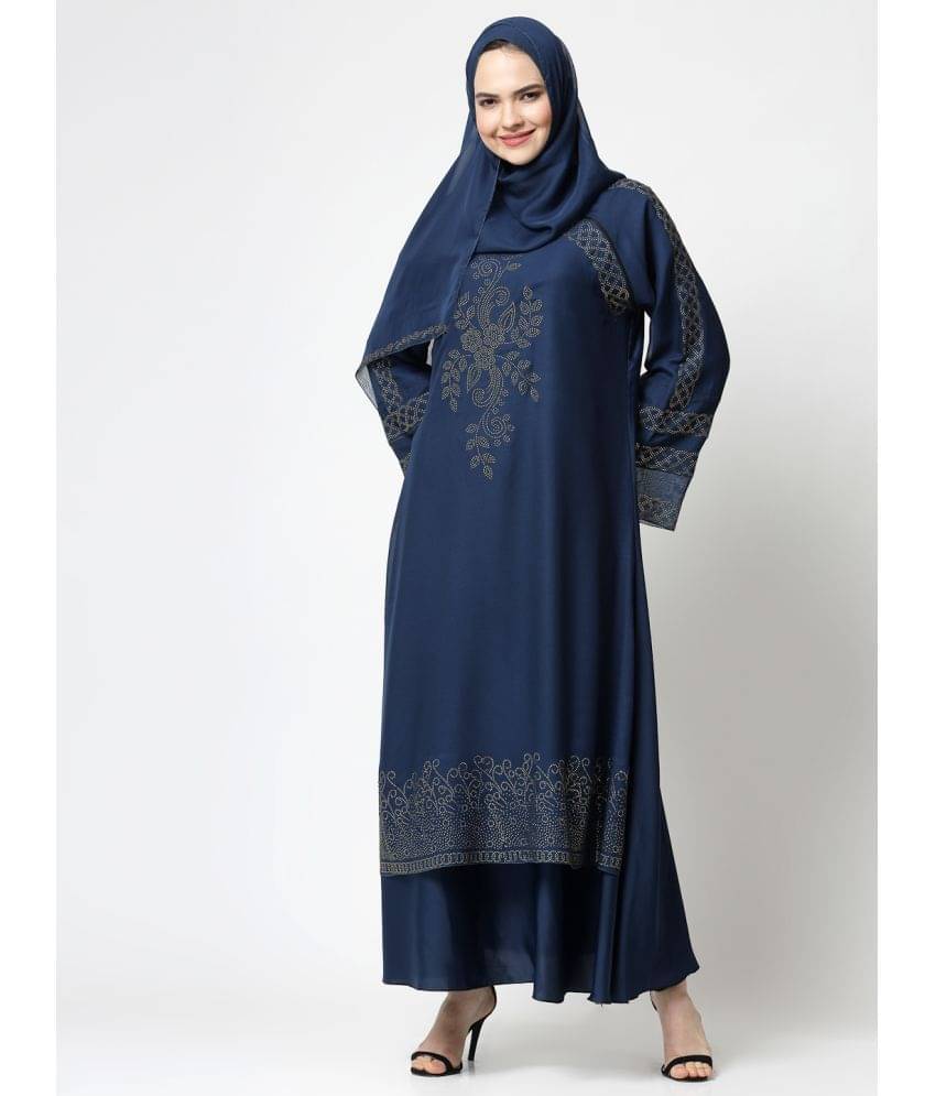 Klotthe Blue Polyester Unstitched Burqas without Hijab - Single Klotthe Blue Polyester Unstitched Burqas without Hijab - Single