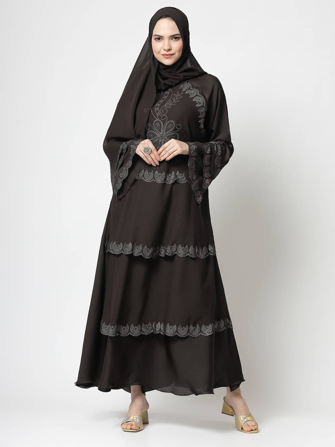Klotthe Brown Polyester Unstitched Burqas without Hijab - Single Klotthe Brown Polyester Unstitched Burqas without Hijab - Single