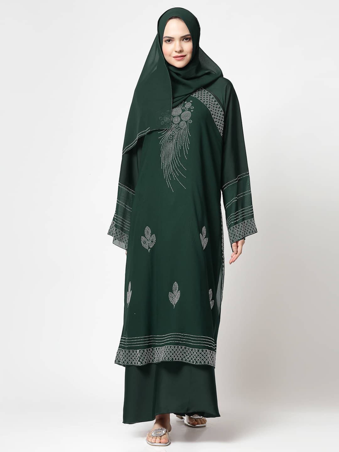     			Klotthe Green Polyester Unstitched Burqas without Hijab - Single
