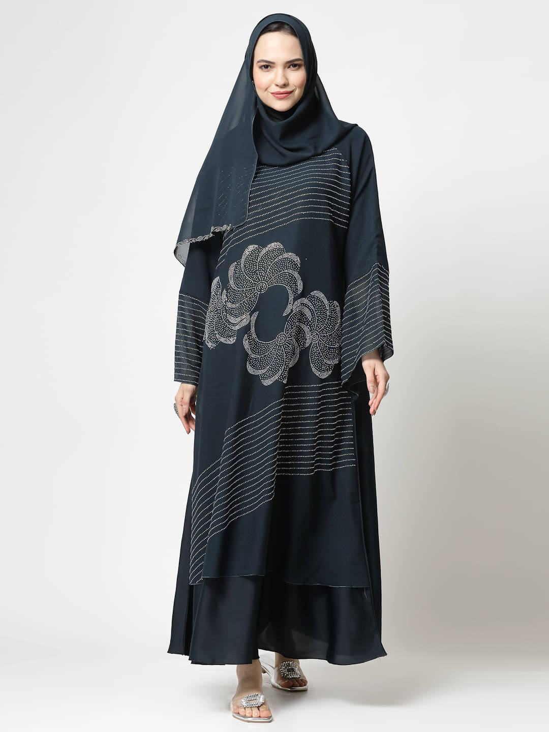 Klotthe Grey Polyester Unstitched Burqas without Hijab - Single Klotthe Grey Polyester Unstitched Burqas without Hijab - Single