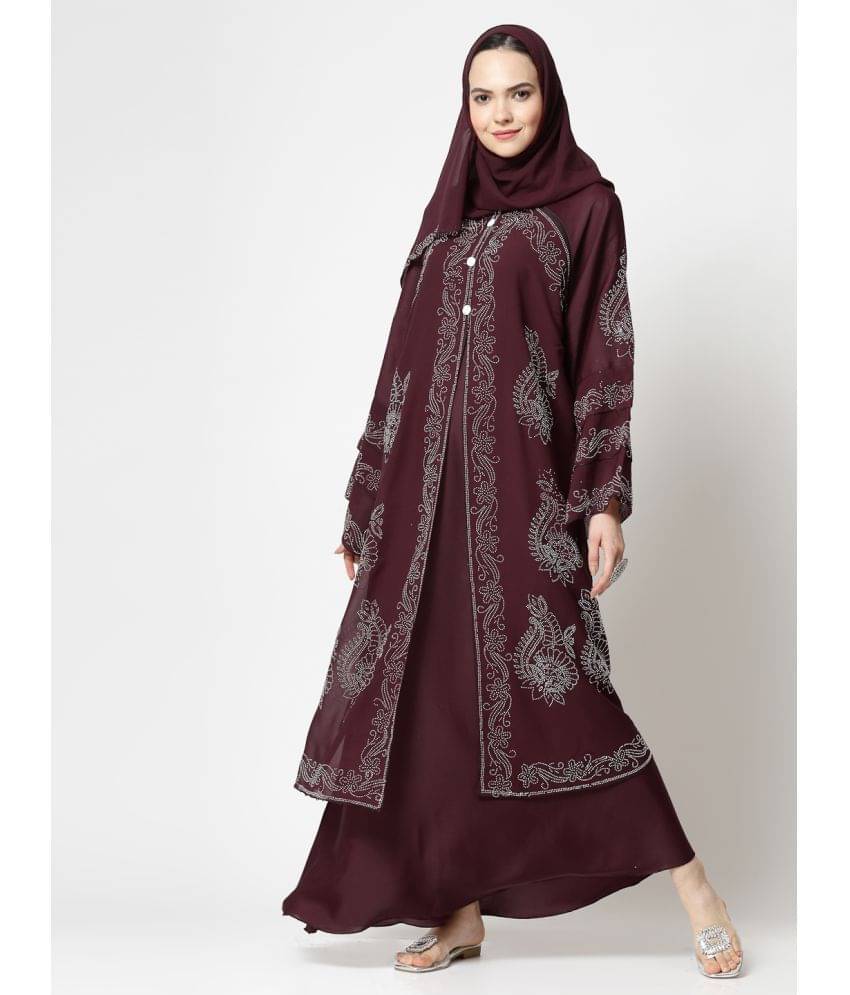 Klotthe Maroon Polyester Unstitched Burqas without Hijab - Single Klotthe Maroon Polyester Unstitched Burqas without Hijab - Single