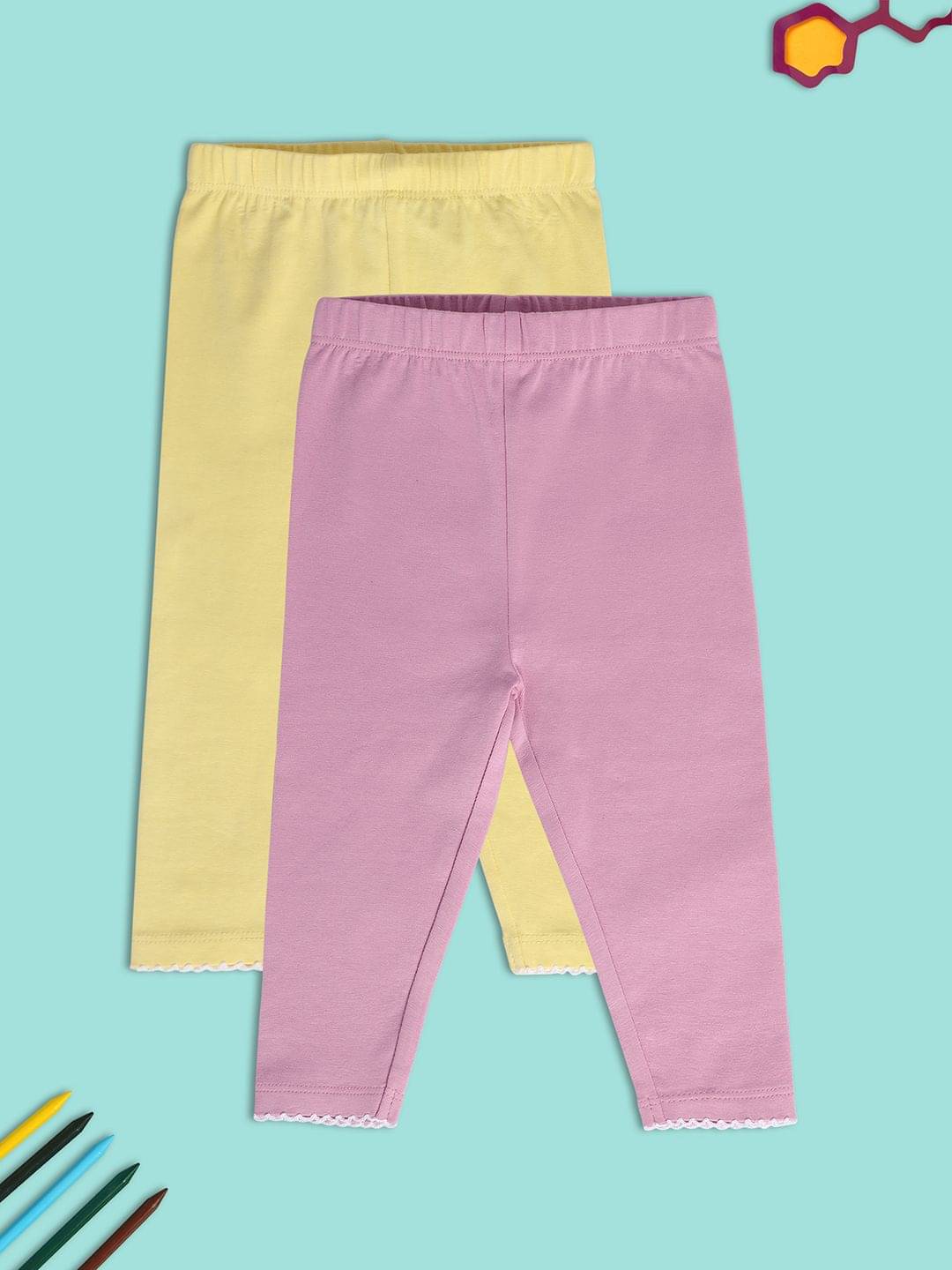     			MINI KLUB Pack of 2 Baby Girls Cotton Legging ( Multi )