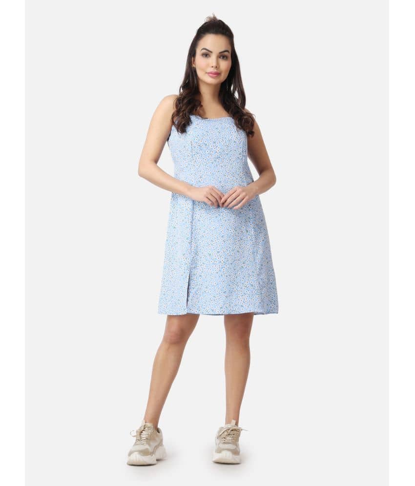 POPWINGS Women Polyester Printed Fit & Flare Dress ( Black )