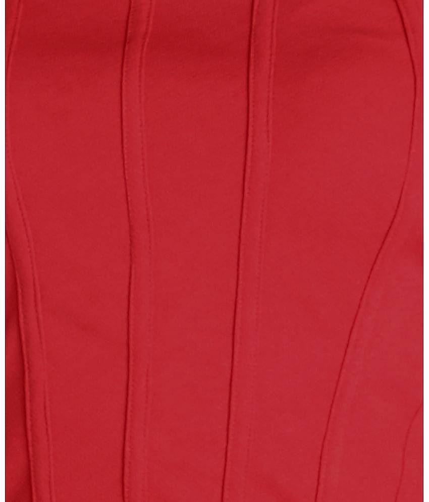 POPWINGS Women Polyester Solid Bodycon Dress ( Red )