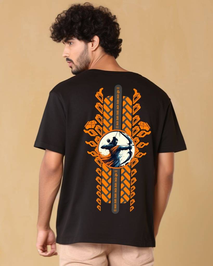     			Prabhu Bhakti Pack of 1 100% Cotton Oversized Fit Men's T-Shirt ( Black )