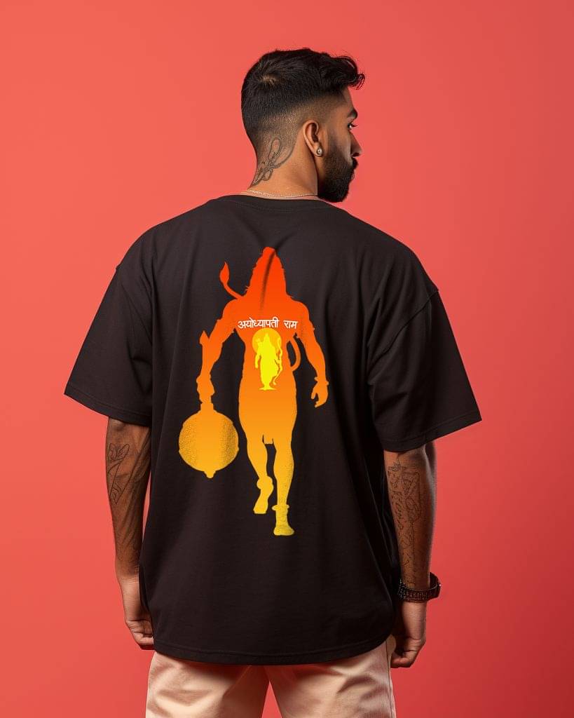     			Prabhu Bhakti Pack of 1 100% Cotton Oversized Fit Men's T-Shirt ( Black )