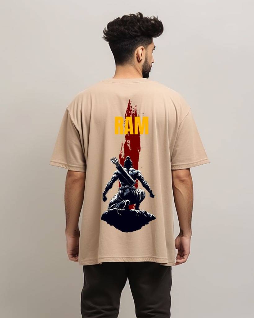     			Prabhu Bhakti Pack of 1 100% Cotton Oversized Fit Men's T-Shirt ( Beige )