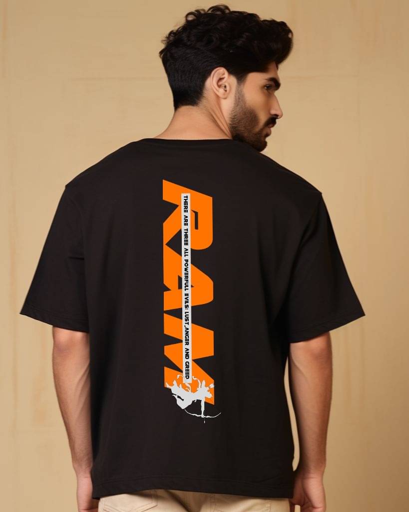 Prabhu Bhakti Pack of 1 100% Cotton Oversized Fit Men's T-Shirt ( Black )     			Prabhu Bhakti Pack of 1 100% Cotton Oversized Fit Men's T-Shirt ( Black )