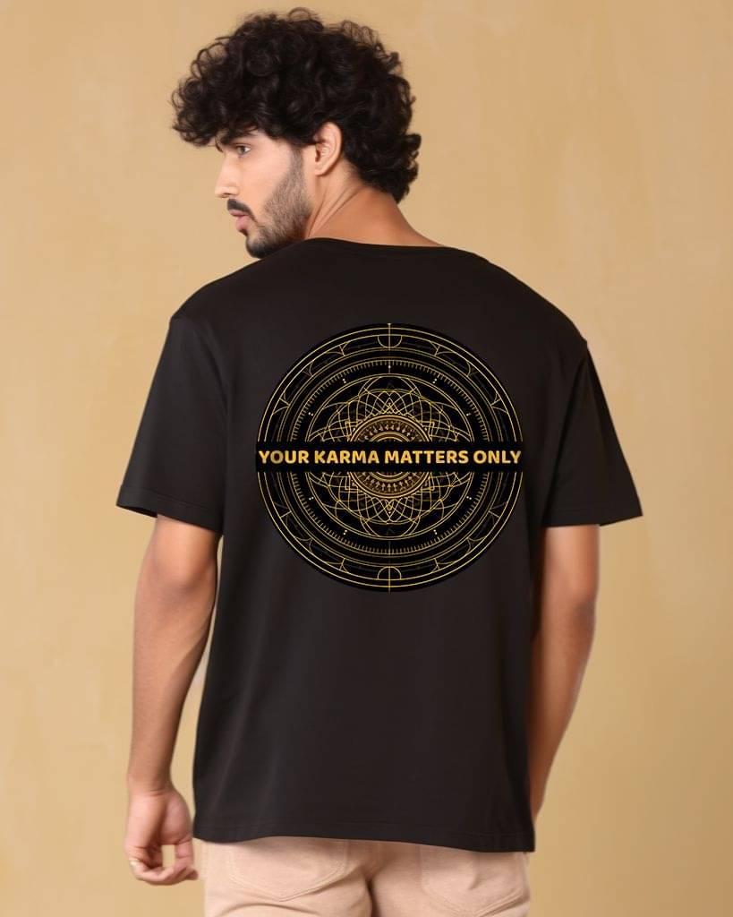     			Prabhu Bhakti Pack of 1 100% Cotton Oversized Fit Men's T-Shirt ( Black )