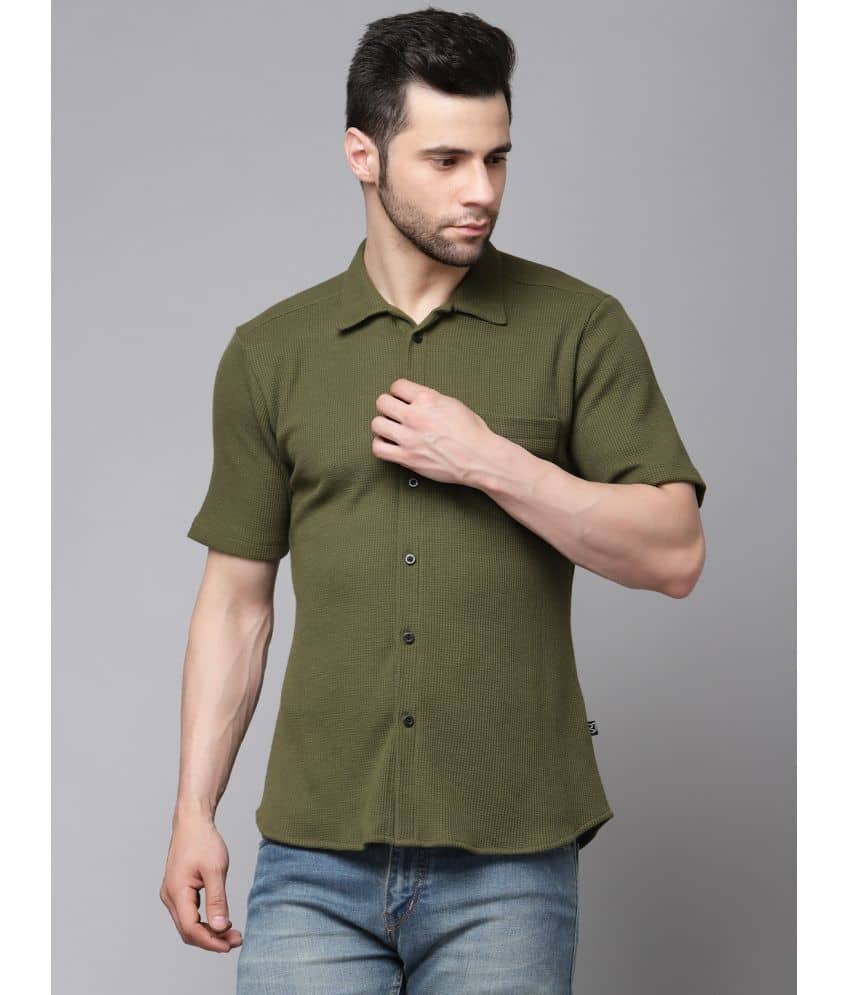 Rigo Cotton Blend Slim Fit Solids Half Sleeves Men's Casual Shirt - Green ( Pack of 1 )