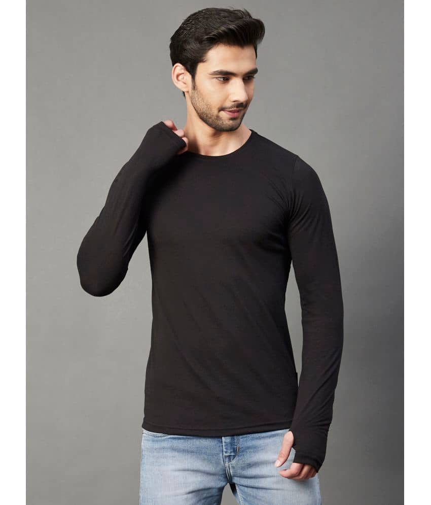 Rigo Pack of 1 Cotton Slim Fit Men's T-Shirt ( Black )