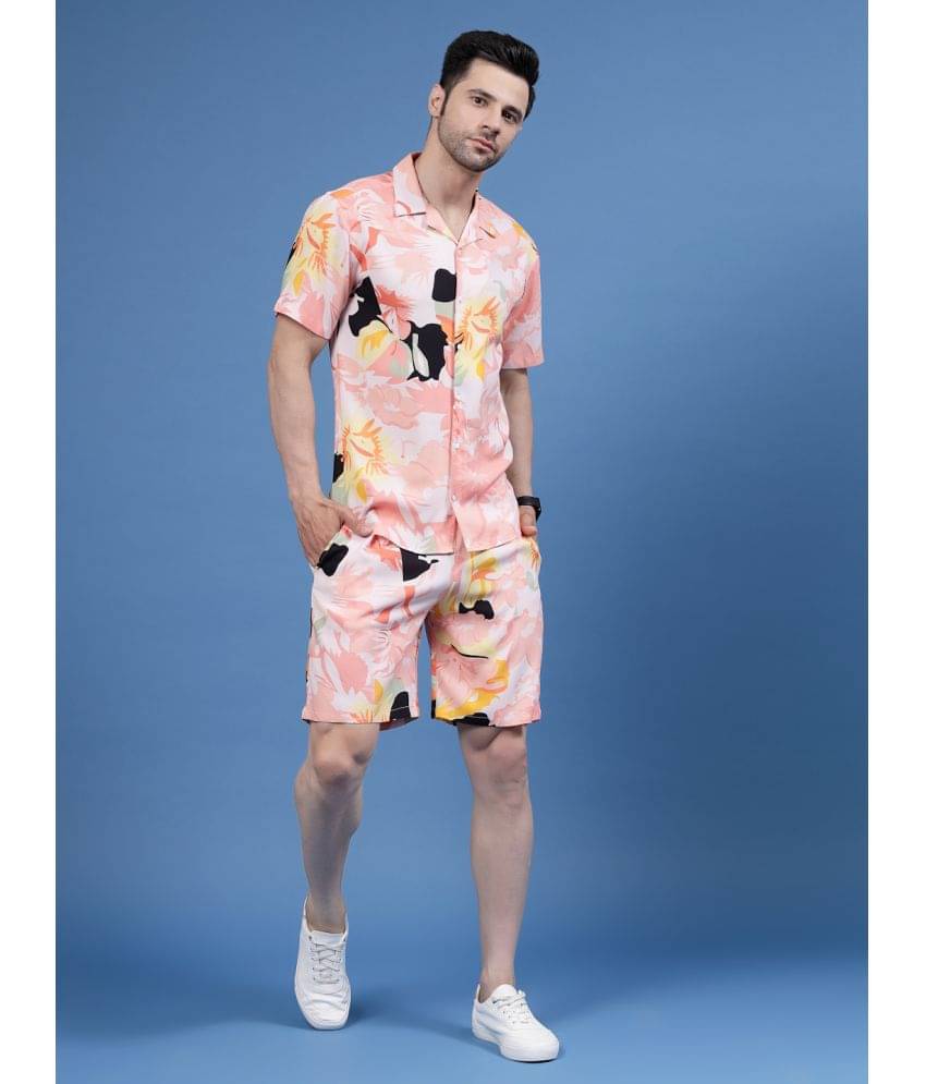     			Rigo Men's Shirt With Shorts Co-Ords Set ( Pack of 1 , Pink )