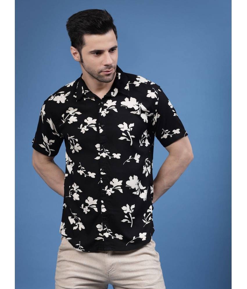 Rigo Rayon Slim Fit Printed Half Sleeves Men's Casual Shirt - Black ( Pack of 1 )     			Rigo Rayon Slim Fit Printed Half Sleeves Men's Casual Shirt - Black ( Pack of 1 )