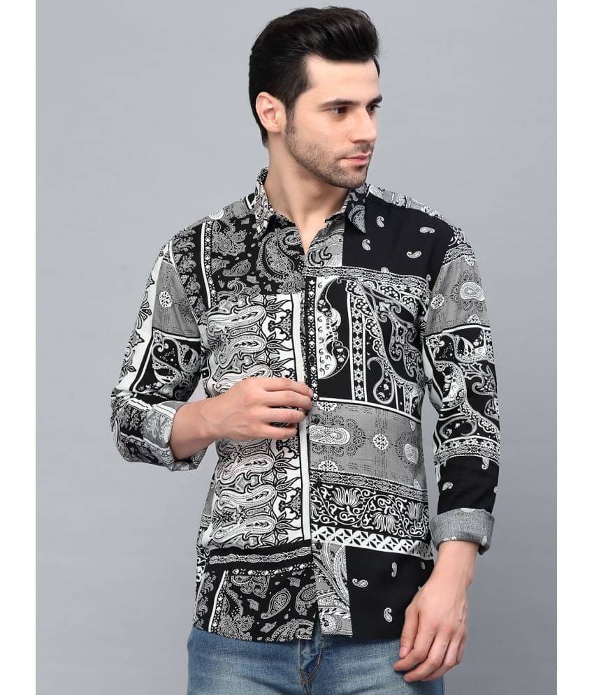 Rigo Rayon Slim Fit Printed Full Sleeves Men's Casual Shirt - Black ( Pack of 1 ) Rigo Rayon Slim Fit Printed Full Sleeves Men's Casual Shirt - Black ( Pack of 1 )