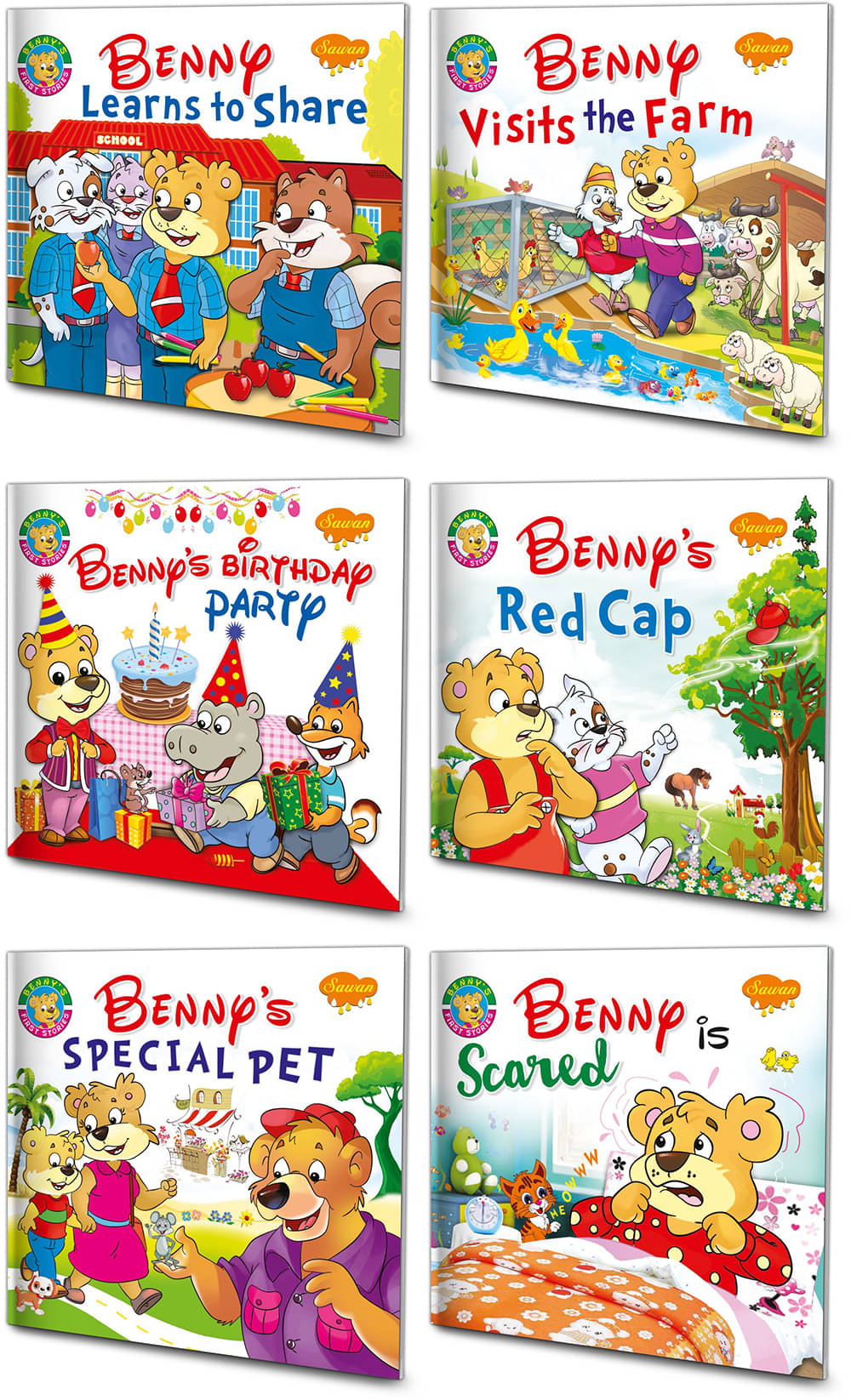     			Sawan Present Set Of 6 Benny First Stories | Benny Learns To Share, Benny Visits The Farm, Benny's Birthday Party, Benny's Red Cap, Benny's Special Pet And Benny Is Scared (Pin Binding, Manoj Publications Editorial Board)