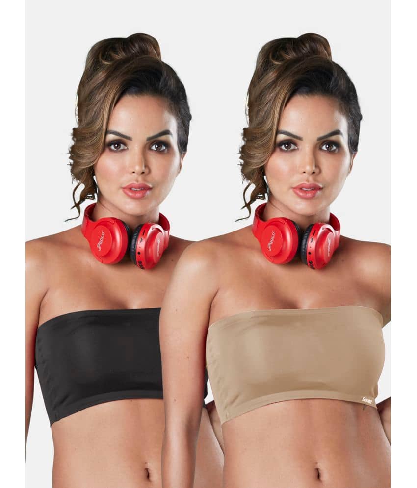 Sonari Pack of 2 Nylon Women's Tube Bra ( Black ) tubularblackblack