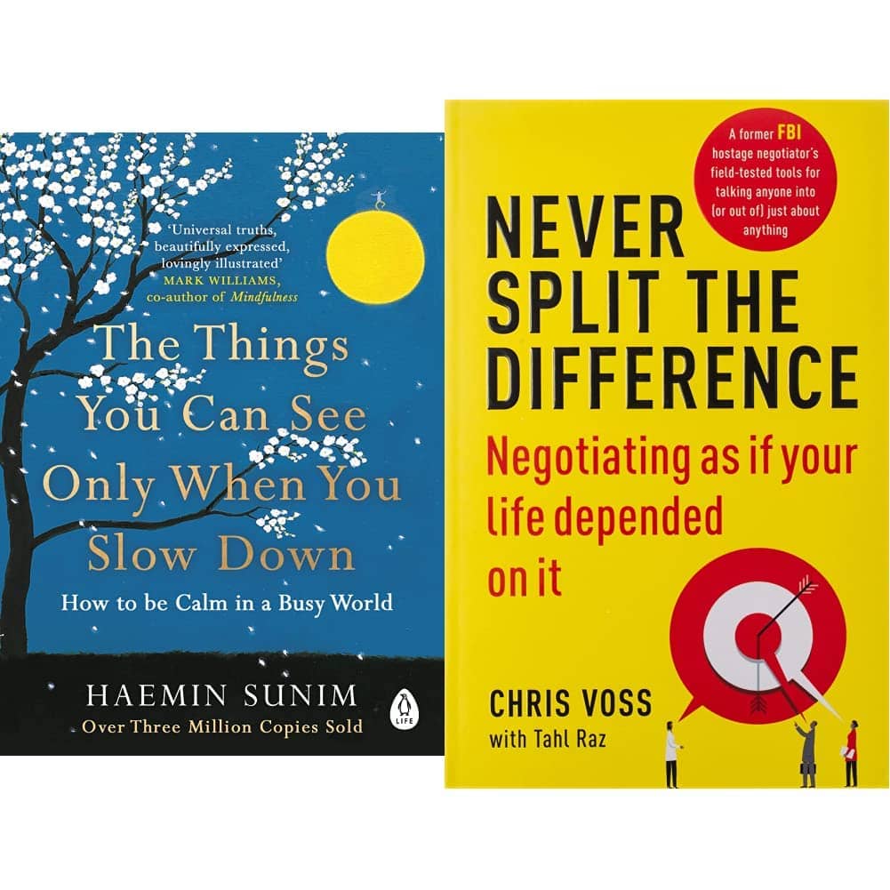 The Things You Can See Only When You Slow Down: How to be Calm in a Busy World+Never Split the Difference: Negotiating as if Your Life Depended on It - Stationery | Buy online on ZillyBuy