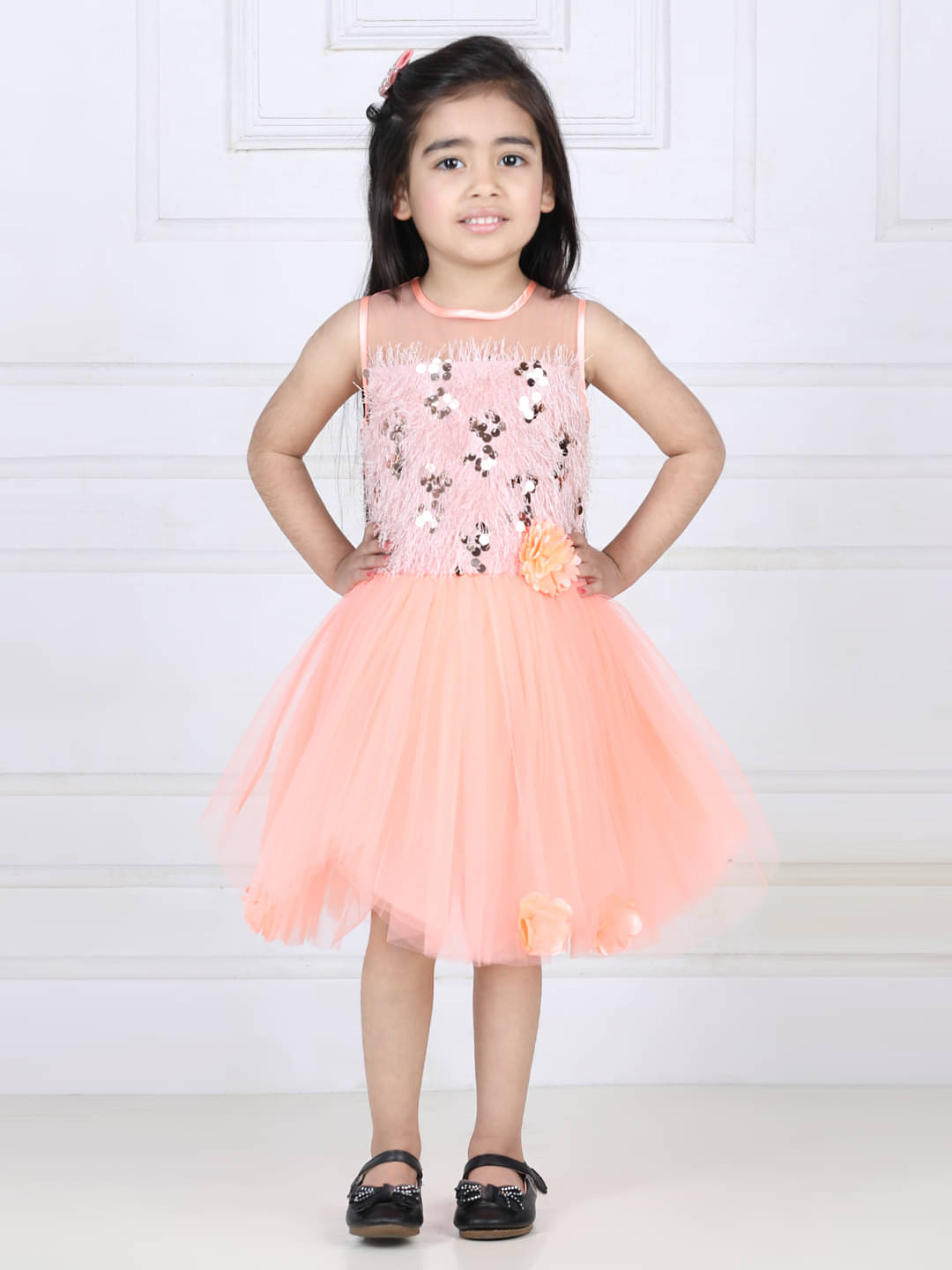 Toy Balloon Kids Net Frock For Girls ( Pack of 1 , Peach )     			Toy Balloon Kids Net Frock For Girls ( Pack of 1 , Peach )