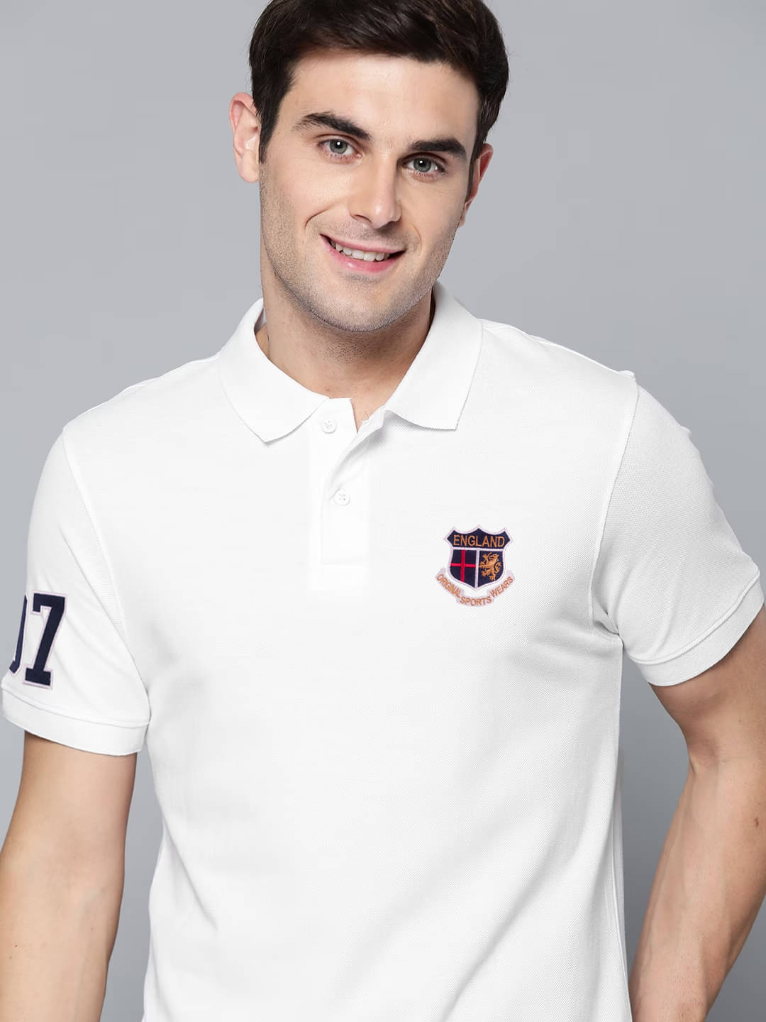     			ADORATE Pack of 1 Cotton Blend Regular Fit Embroidered Half Sleeves Men's Polo T Shirt ( White )