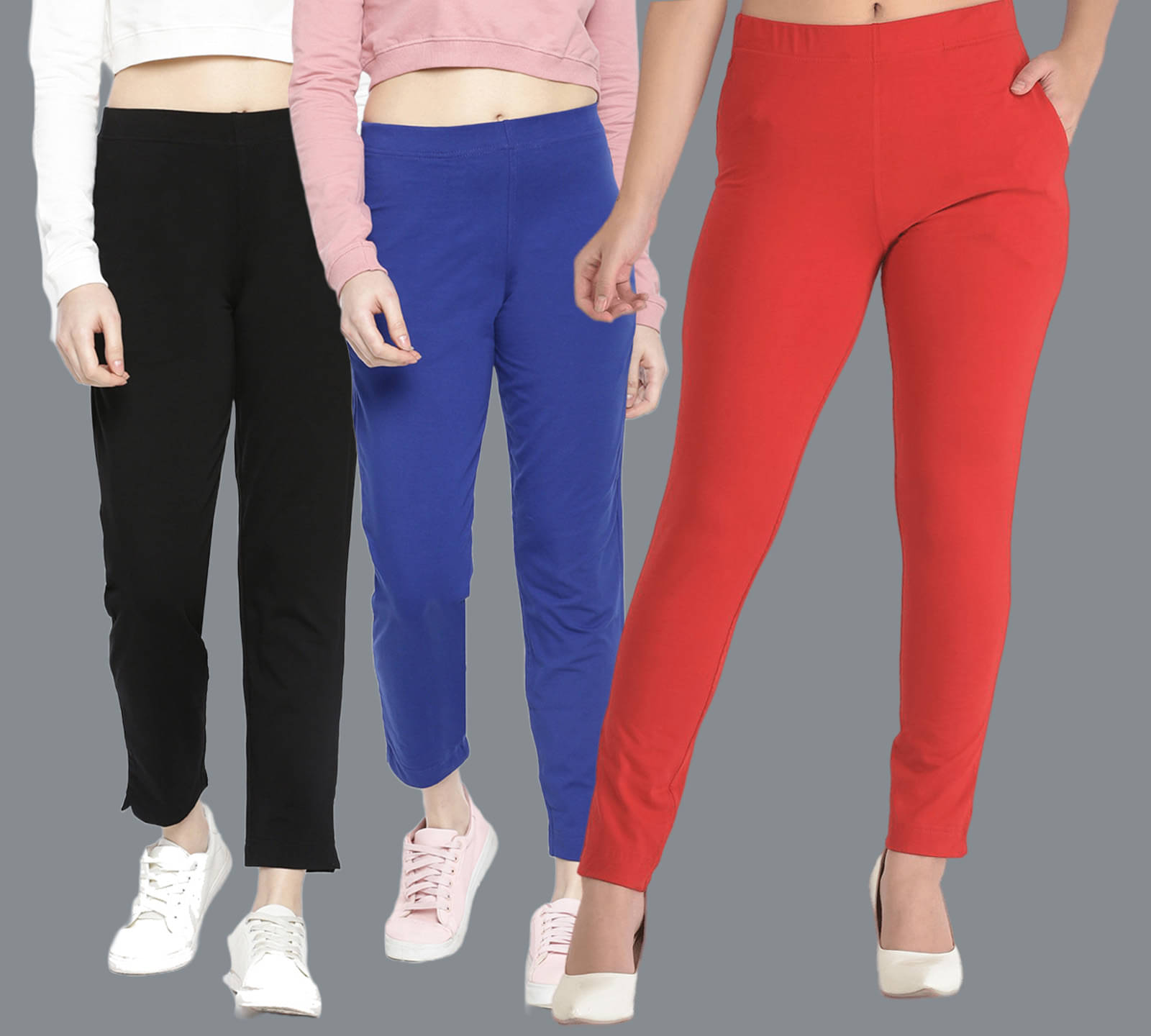 Dollar Missy - Multicolor Cotton Blend Women's Straight Pant ( Pack of 3 ) Dollar Missy - Multicolor Cotton Blend Women's Straight Pant ( Pack of 3 )