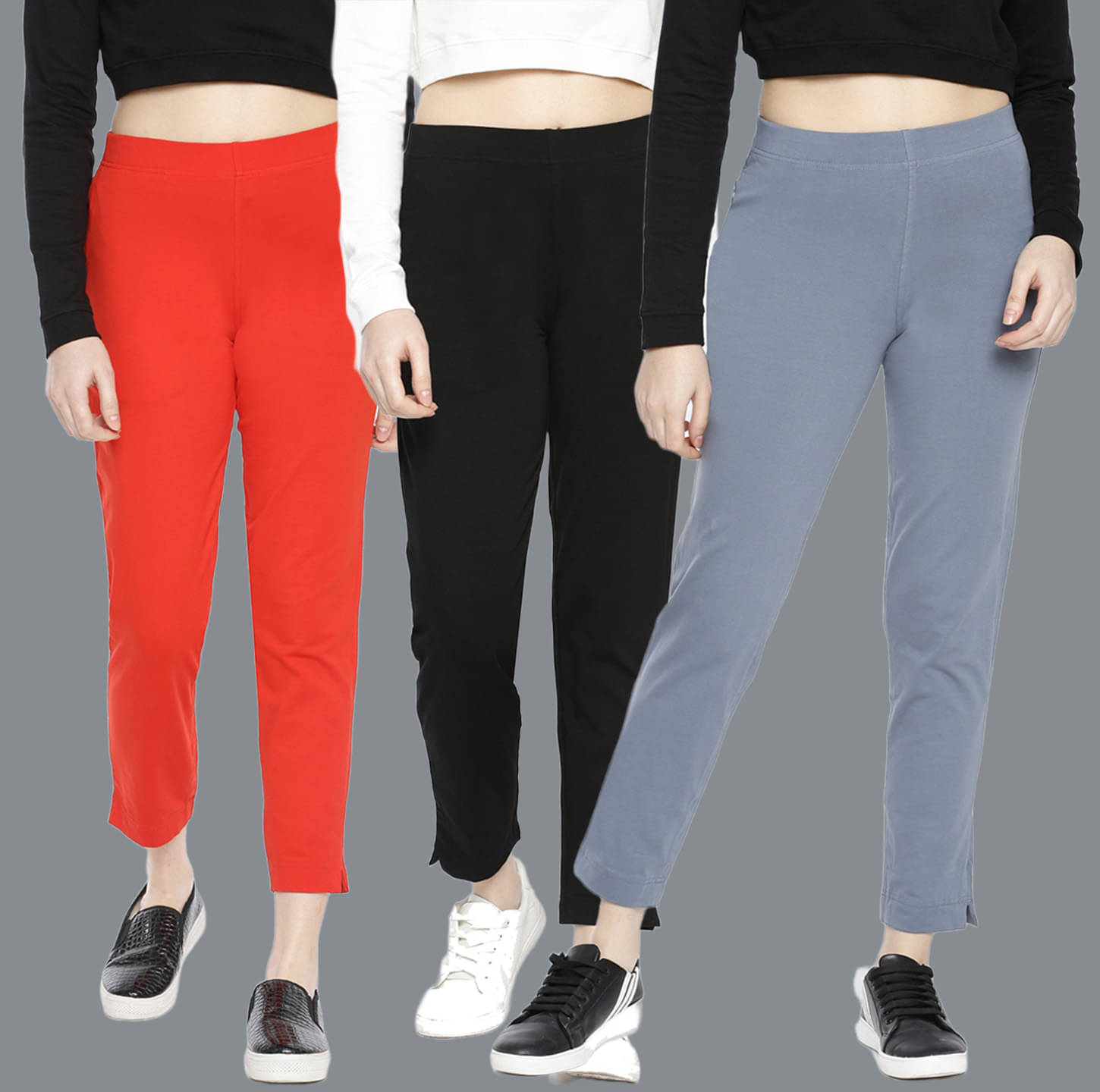     			Dollar Missy - Multicolor Cotton Blend Women's Straight Pant ( Pack of 3 )
