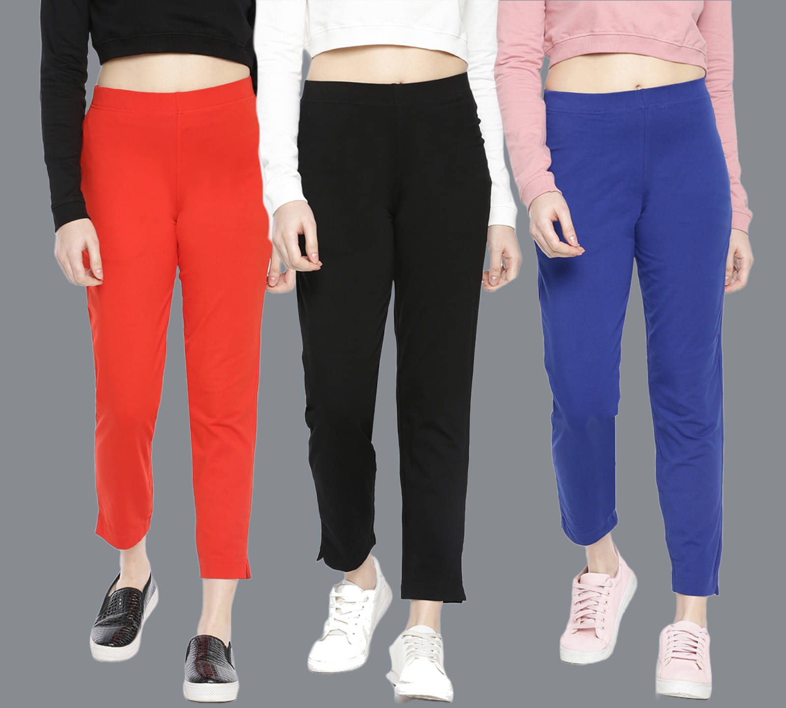 Dollar Missy - Multicolor Cotton Blend Women's Straight Pant ( Pack of 3 ) Dollar Missy - Multicolor Cotton Blend Women's Straight Pant ( Pack of 3 )