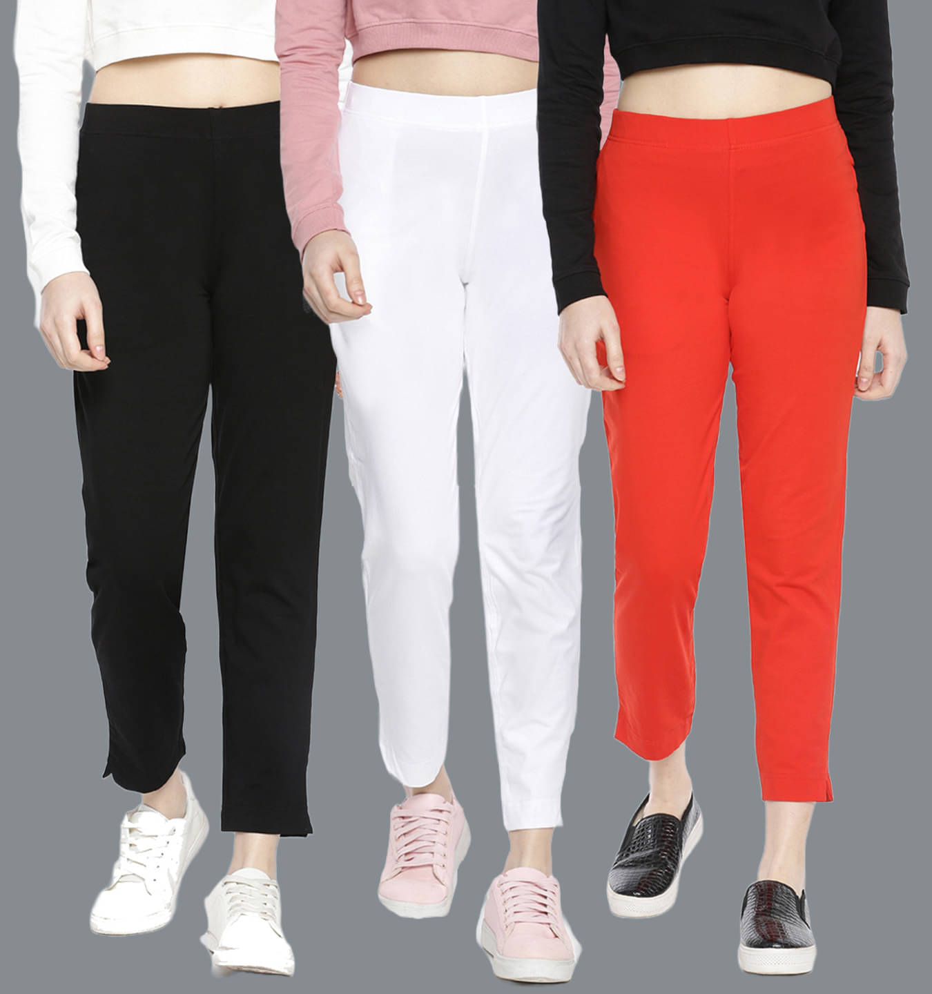Dollar Missy - Multicolor Cotton Blend Women's Straight Pant ( Pack of 3 ) Dollar Missy - Multicolor Cotton Blend Women's Straight Pant ( Pack of 3 )